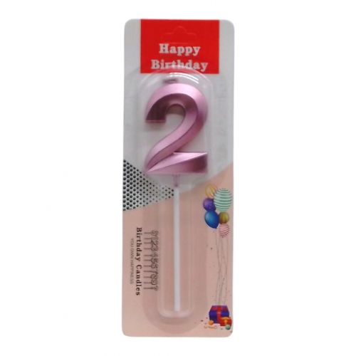 Свічка для торта "Цифра 2" металік, фіолетова