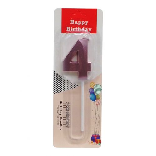 Свічка для торта "Цифра 4" металік, фіолетова