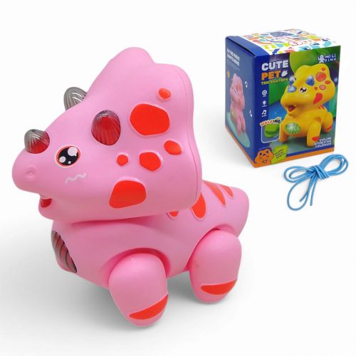 Музична іграшка "Динозавр Трицератопс", світло, музика, ходить (рожевий)