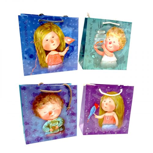 Пакет паперовий 16х16х7 см (мікс видів) Гаспинська