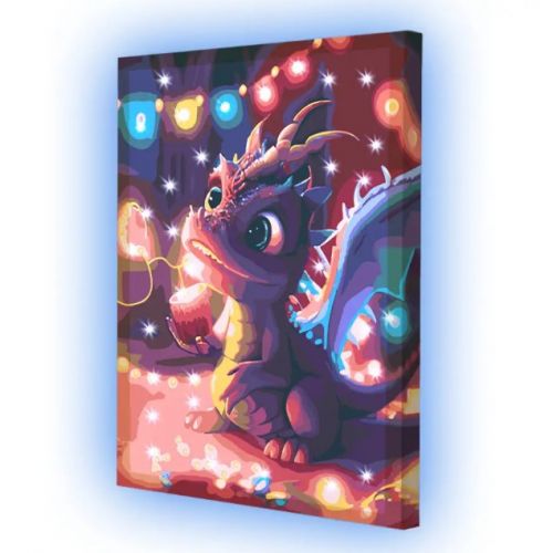 Набір для розпису з гірляндою "Дракон", 40x50 см