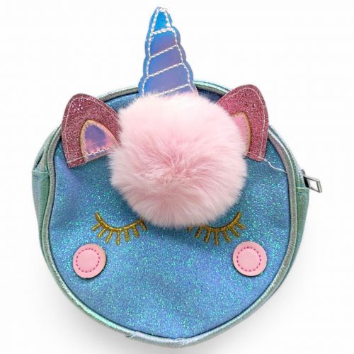 Сумочка "Єдиноріг з блискітками", 16 см (блакитний)