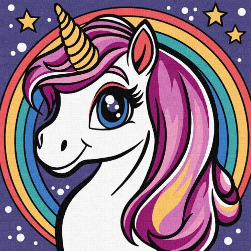 Картина за номерами для дітей "Райдужна єдиноріжка" 25х25 см
