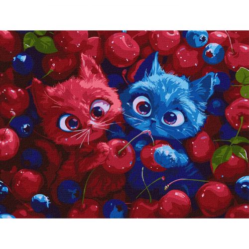 Картина по номерах "Ягідні пухнастики" 30х40 см