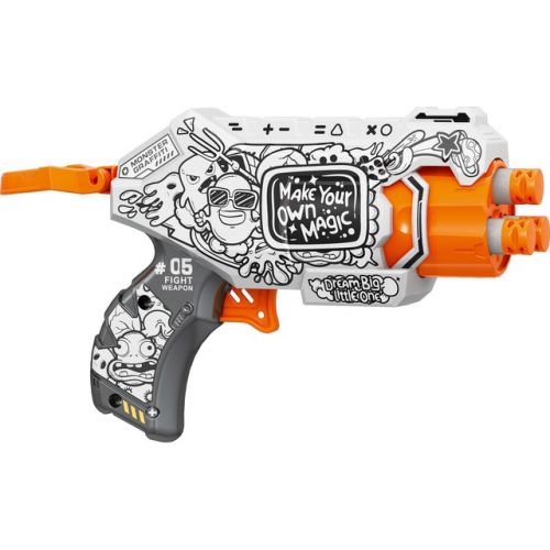 Пістолет іграшковий "Монстр Графіті", механічний, з барабаном та мʼякими набоями, 15 см