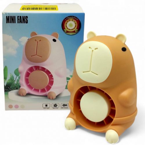 Дитячий вентилятор Капібара USB 11 см (коричневий)