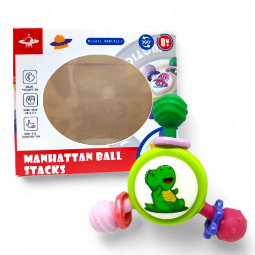 Брязкальце-спінер "Динозаврик"; гумові прорізувачі, присоска, в коробці