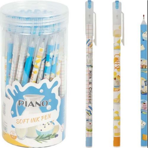 Ручка масляна "Молочні" PIANO у тубусі, синя (50 штук)