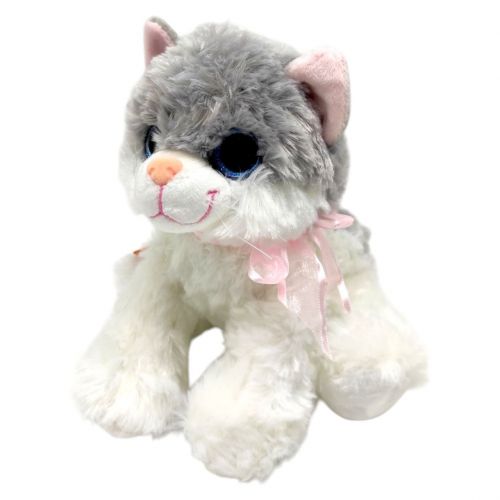 Мʼяка іграшка "Котик Мяу" 19 см (Сірий+ білий)