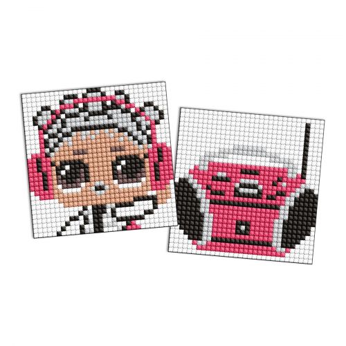 Набір з алмазною мозаїкою на магнітній основі для дітей "LOL Surprise! LOL і рожевий магнітофон" 9x9см