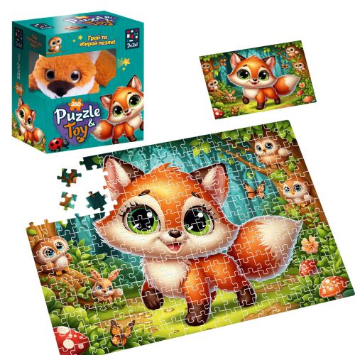 Пазли з мʼякою іграшкою "De.tail. Лисеня" 260 деталей