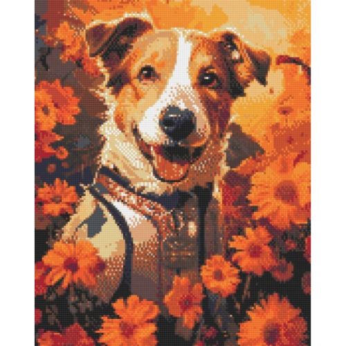 Алмазна мозаїка "ПЕС ПАТРОН У ВИШИВАНЦІ" 40х50 см