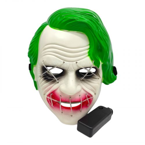 Сяюча маска Джокер СВІТИТЬСЯ (БЛАКИТНИМ)