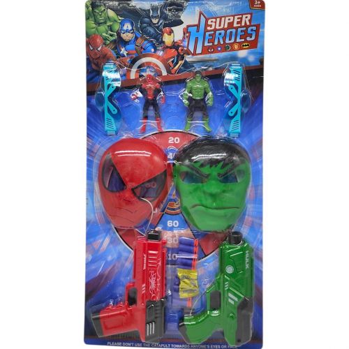 Набір героя (2 фігурки, 2 пари окулярів, 2 маски, пістолет з механічним принципом роботи, мʼякі патрони, орбізи)