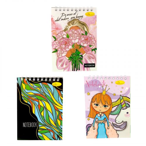 Блокнот з глітером А6, 40 арк., пружина зверху