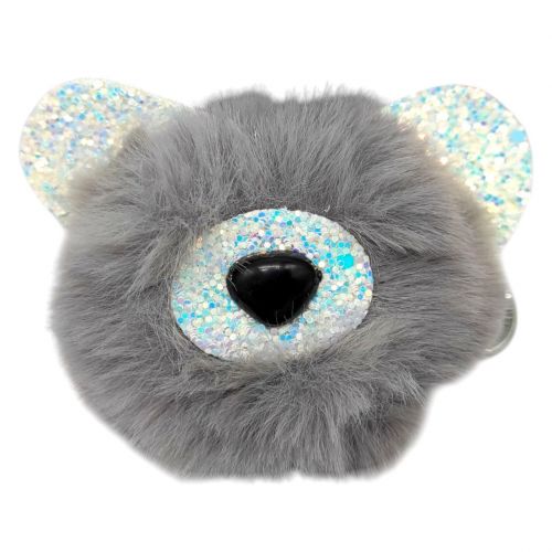 Брелок Ведмедик вушка з блисткіками (СВІТЛО-СІРИЙ)