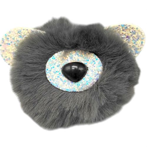 Брелок Ведмедик вушка з блисткіками (ТЕМНО-СІРИЙ)