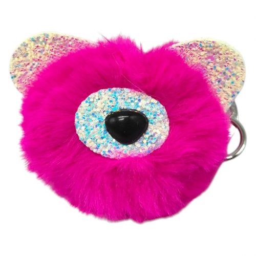 Брелок Ведмедик вушка з блисткіками (МАЛИНОВИЙ)