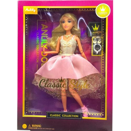 Лялька (висота 30 см, шарнірні суглоби, знімний одяг та взуття, 2 кольє, пара сережок)