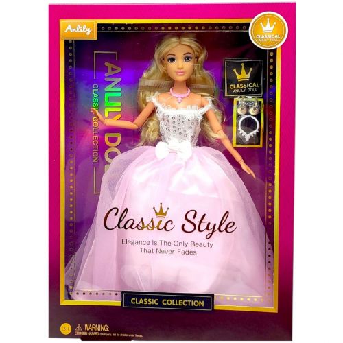 Лялька (висота 30см, шарнірні суглоби, знімний одяг та взуття, 2 кольє, пара сережок)