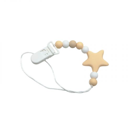 Силіконова ланцюжок для пустушки "Зірочка", БЕЖЕВИЙ