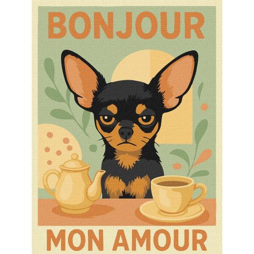 Картина за номерами "Постер. Ранок з чіхуахуа" 30х40см