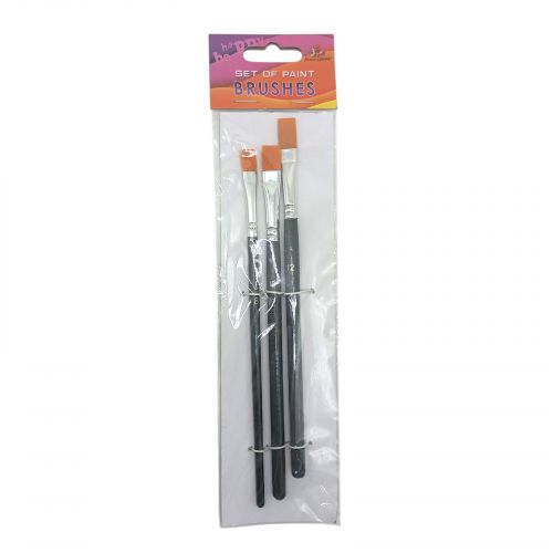 Набір пензлів для малювання,Нейлон,розмір 8,10,12,3шт.в пакеті,плоска головка,деревʼяна ручка