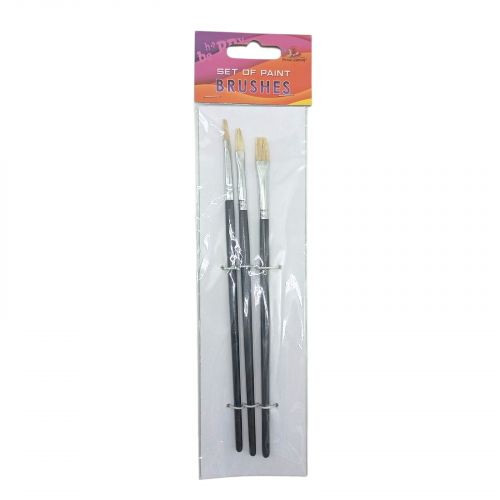 Набір пензлів для малювання,Щетина,розмір 2,4,6, 3шт.в пакеті,плоска головка,деревʼяна ручка