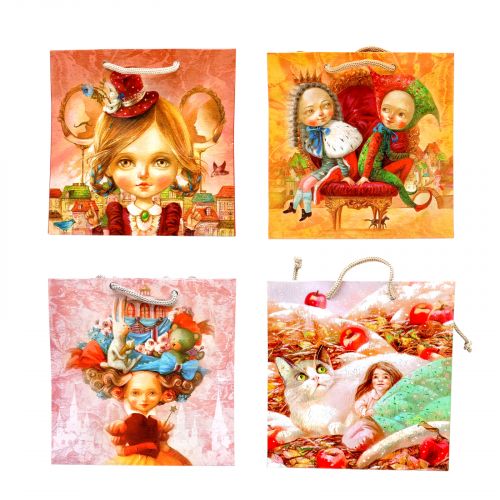 Пакет паперовий 16*16*7см, мікс видів