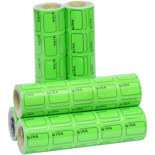 Цінник маленький 3,0х2,0 см "Ціна" з рамкою зелений, 100 шт