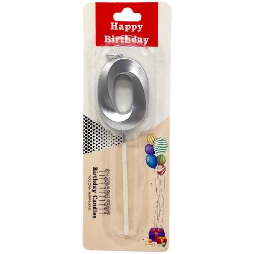 Свічка для торта "Цифра 0" (СРІБЛО)