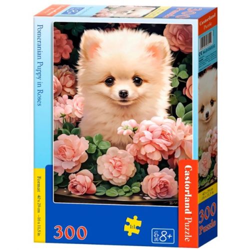 Пазли "Цуценя померанського шпіца в трояндах", 300 елементів