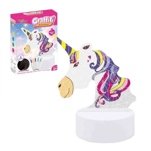 Нічник працює від мережі, підсвічування, 3 кольори світла, фломастери, USB кабель, в коробці