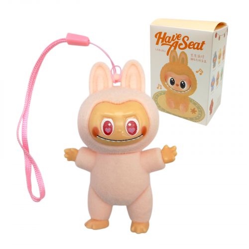 Вельветова іграшка лялька LABUBU рухаюча голова ручки ніжки в коробці 16 см