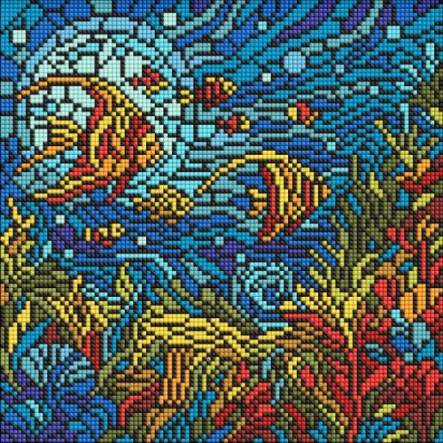 Алмазна мозаїка - "Вітраж. Морський світ" ©art_selena_ua, 30х30см