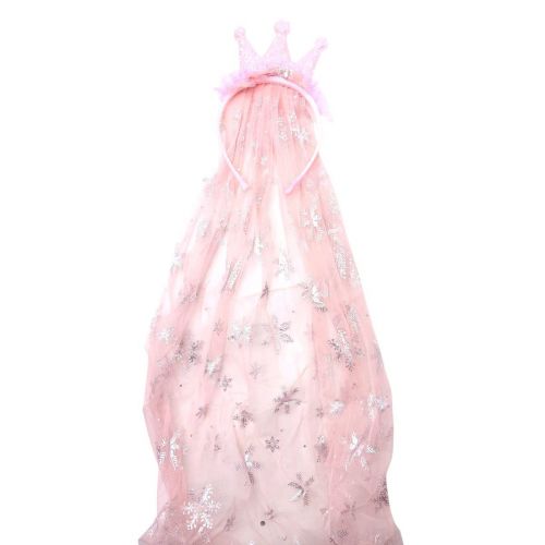 Новорічний обруч "Корона з фатином" рожевий 69 см