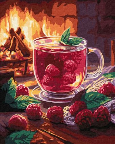 Картина за номерами - "Малиновий чай" ©art_selena_ua, 40х50см