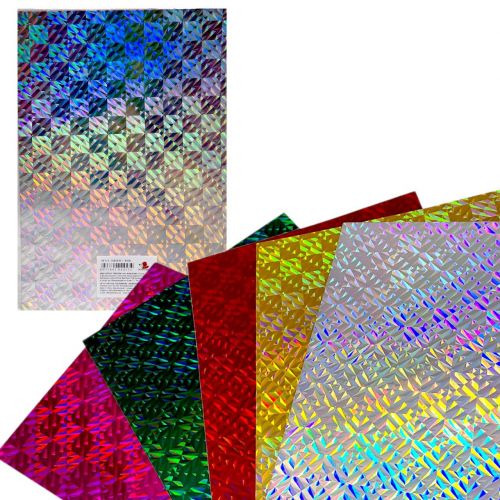 Набір одностороннього кольорового голографічного картону (21х29,7см), 6 аркушів