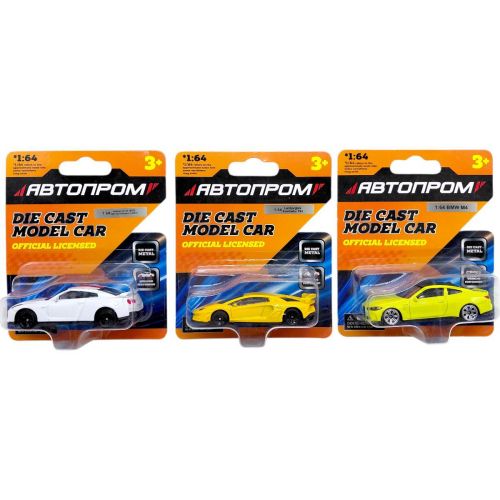 Машина металева АВТОПРОМ, 1:64, мікс видів (планшет 10*3,5*12 см)