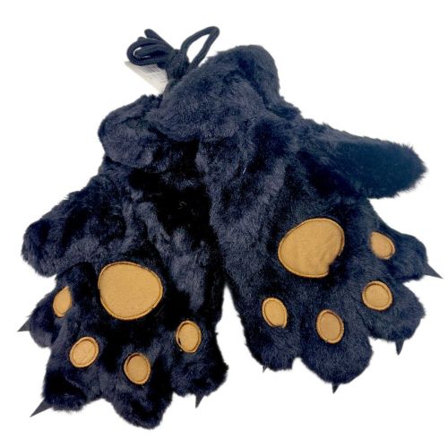 Дитячі хутряні рукавиці "Лапки" (ЧОРНІ)