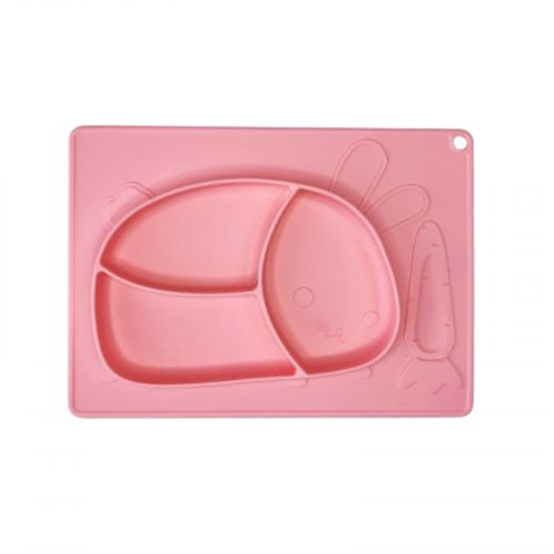 Силіконова тарілка-килимок Зая (СВІТЛО-РОЖЕВИЙ)
