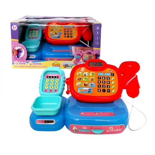 Касовий апарат підсвічування, звук, висувна скриня, купюри, банківська картка, в коробці