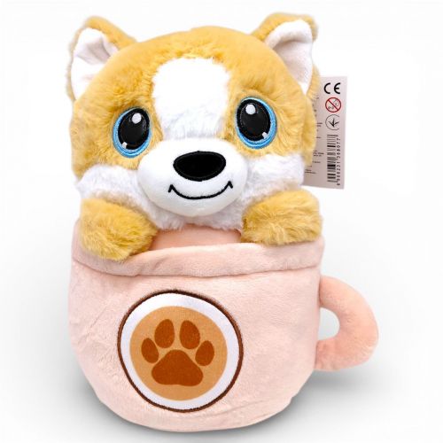 Мʼяка іграшка "Собачка в чашці" 25 см (СВІТЛО-КОРИЧНЕВА)