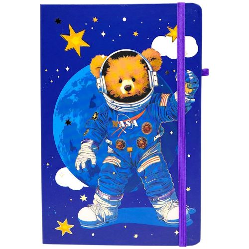 Блокнот "Ведмедик-космонавт" тверда обкладинка, А5 (ТЕМНО-СИНІЙ)