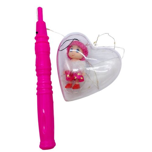 Світяшка "Сердце з лялькою-брелоком" (МАЛИНОВА) на паличці