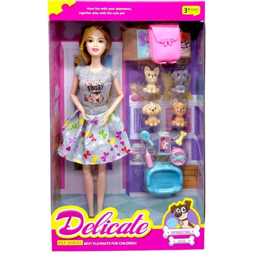 Лялька (висота 30 см, суглоби на шарнірах, 4 фігурки улюбленців, аксесуари для них, зйомне взуття) ВИД 2