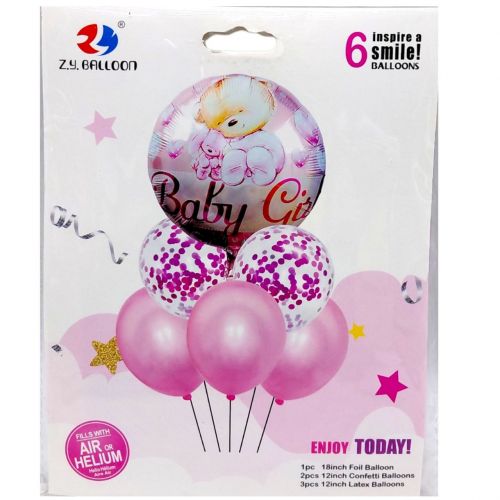 Кулі набір-святковий "Хлопчик" /"Дівчинка" 6шт. (1шт.-45см, 5шт.-30см)