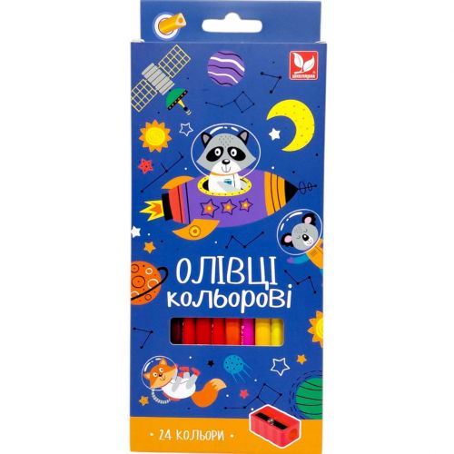 Олівці кольорові тригранні + чинка - 24 кольори, 133SH-24