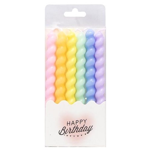 Набір свічок для торта (6 шт) кольорова спіраль