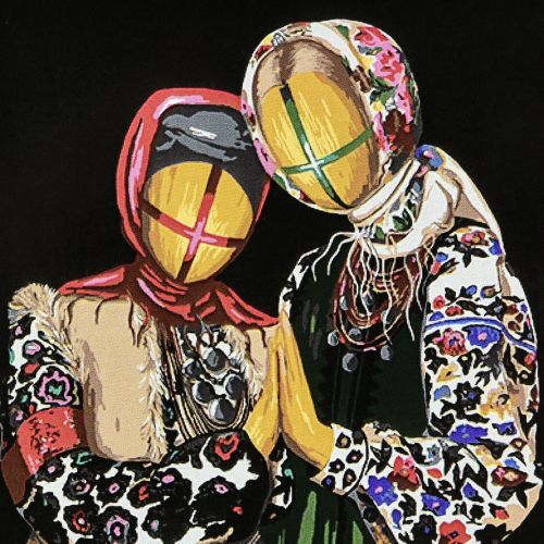 Картина по номерах на чорному фоні "Разом" 40х40 см